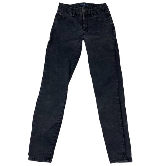 Aeropostale Women's Jeans Size 8 Regular High Rise Curvy Jegging Black Denim - Picture 1 of 10